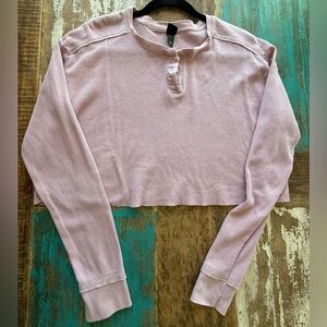 Wild Fable Light Pink Long Sleeve Crop Top